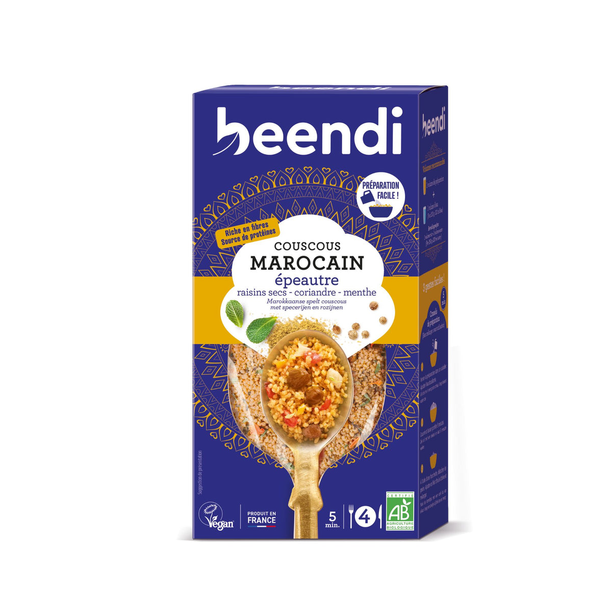 Couscous d'épeautre à la marocaine Raisins secs, menthe, coriandre